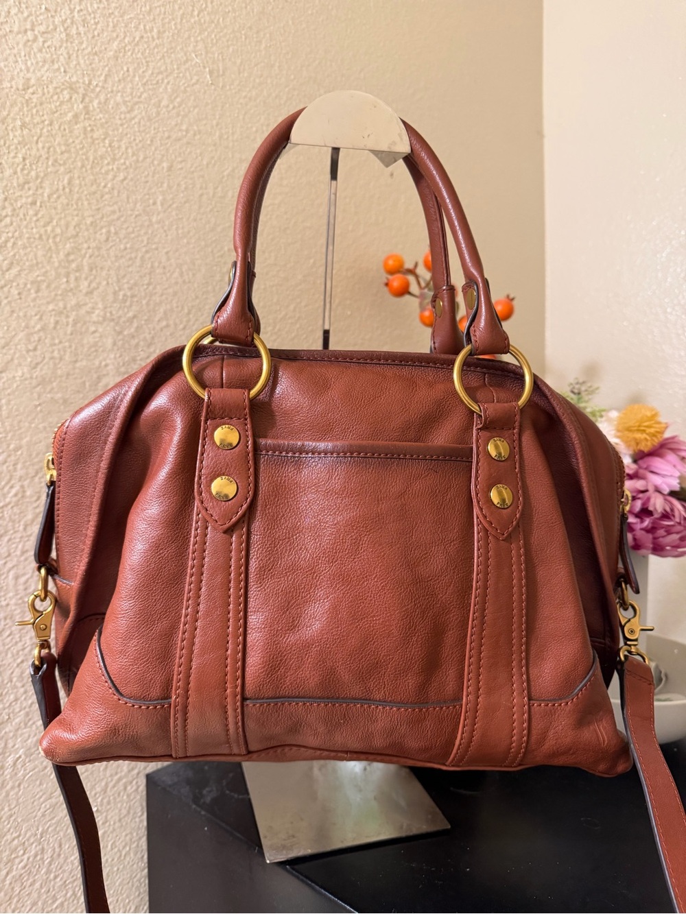 PRYE Brown Leather Satchel Handbag/ shoulder bag